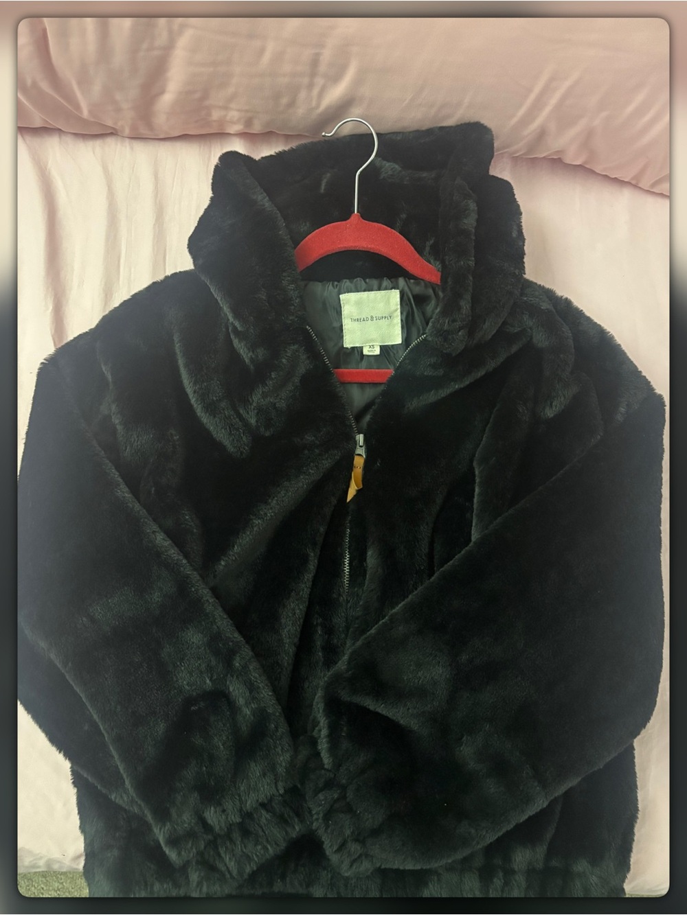 Black Faux Fur Hooded Jacket
